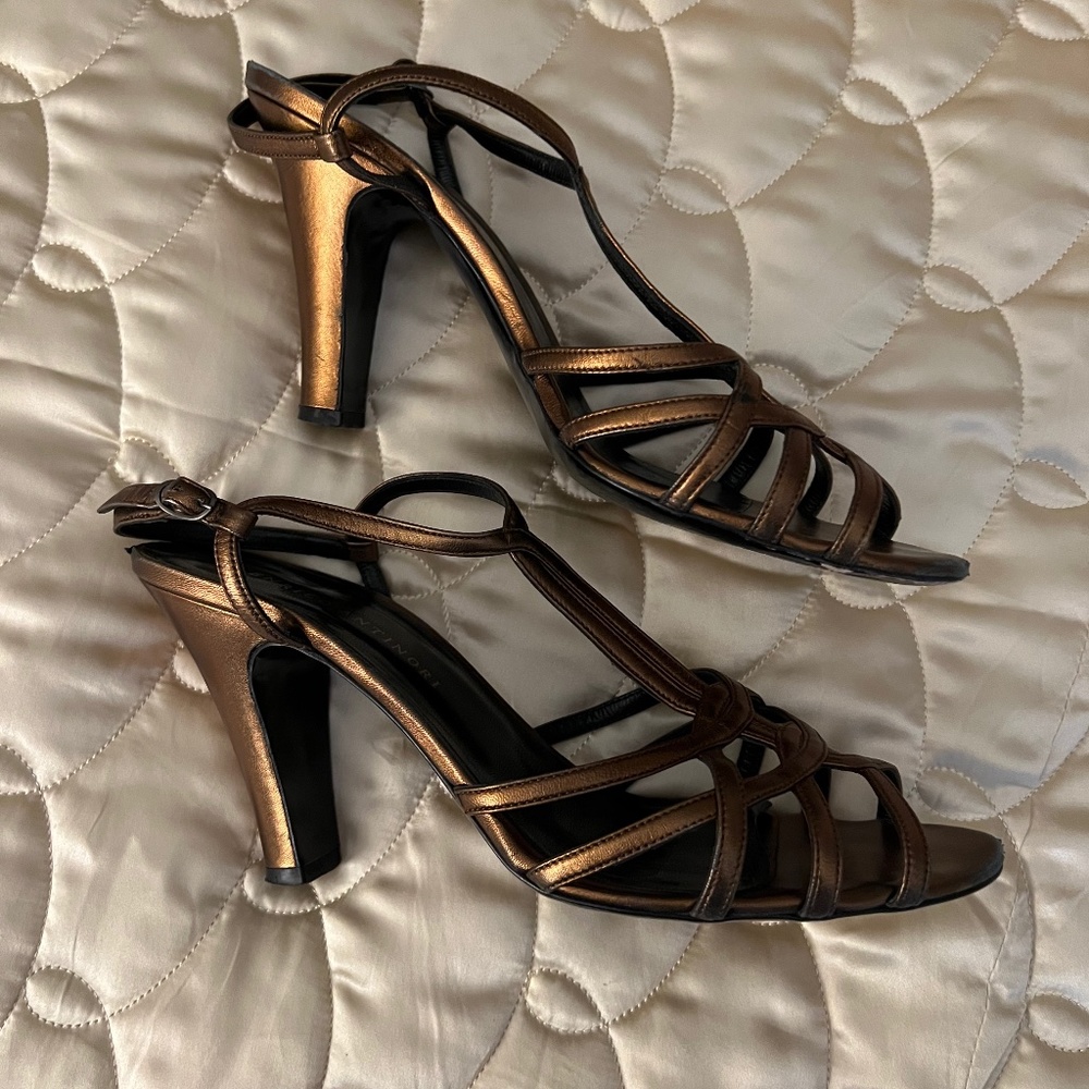 Metallic Bronze High Heeled Sandals